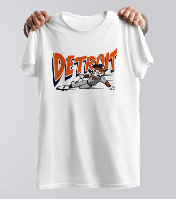 Detroit Sliding Tiger Baseball Player T-Shirt