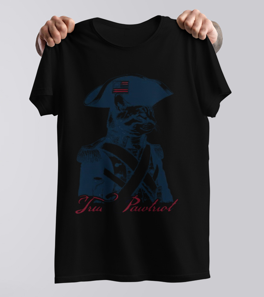 True Pawtriot Cat Colonial American Flag Hat Feline T-Shirt