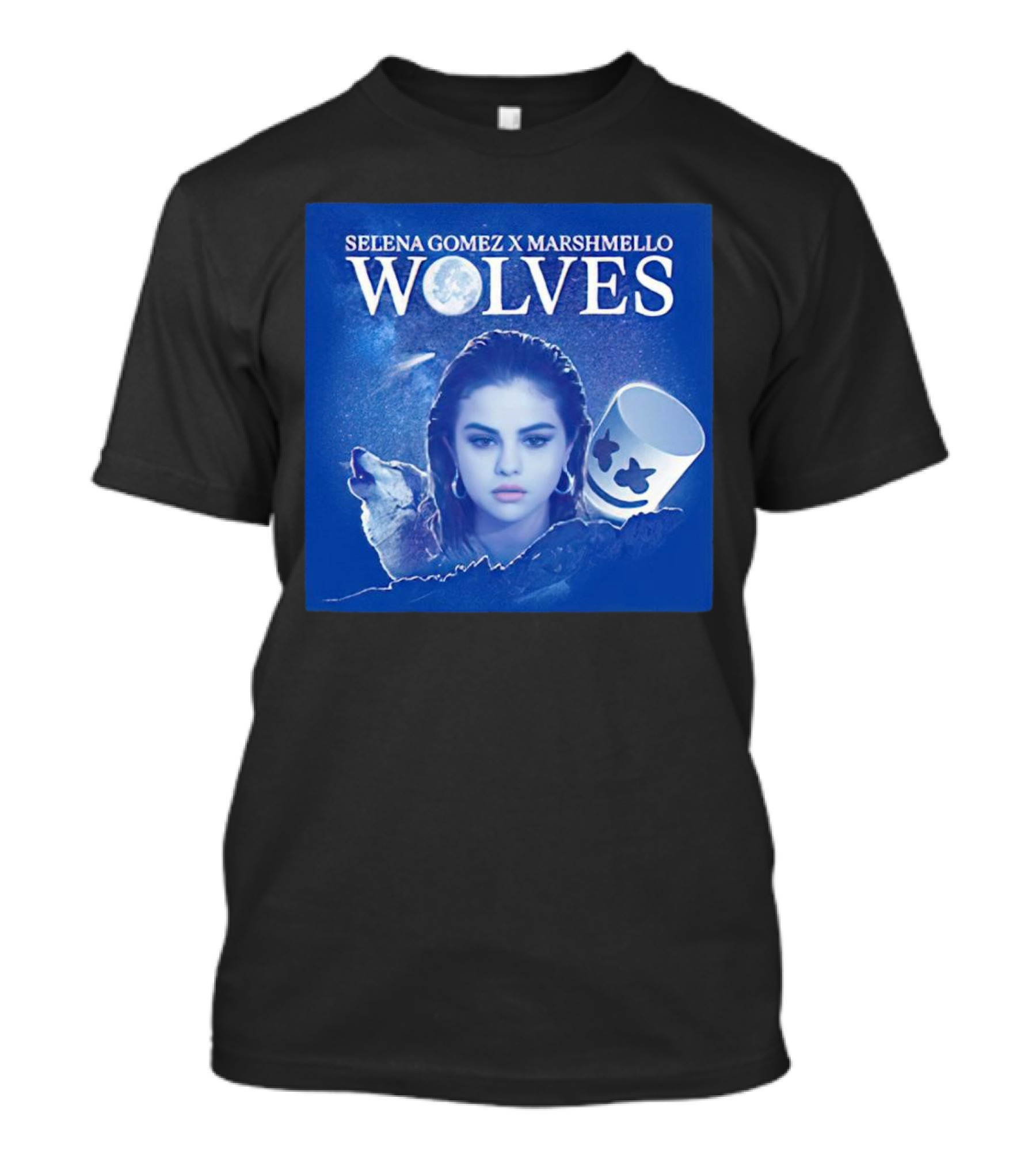 SELENA GOMEZ X MARSHMELLO WOLVES MOON WOLF FACE T-Shirt