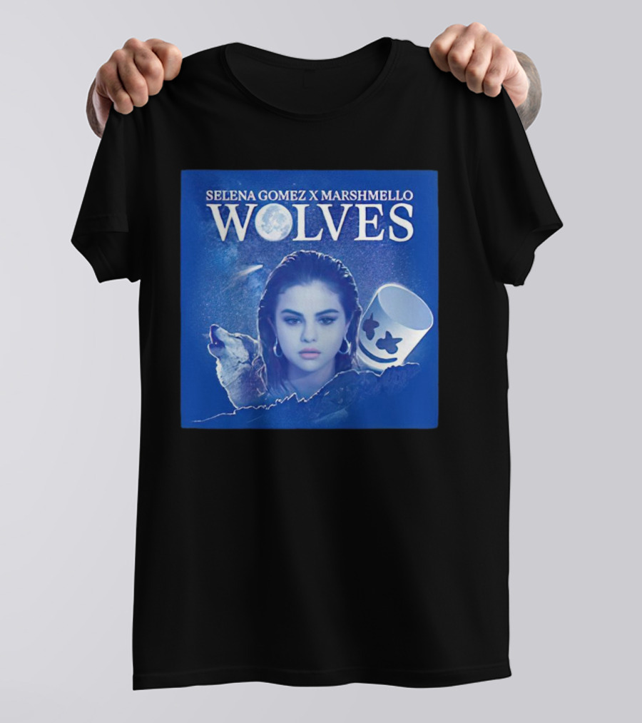 SELENA GOMEZ X MARSHMELLO WOLVES MOON WOLF FACE T-Shirt