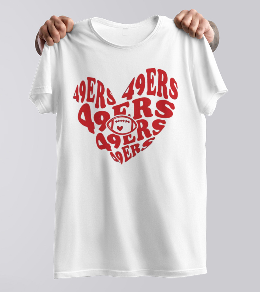 49ers Football Heart Typography T-Shirt