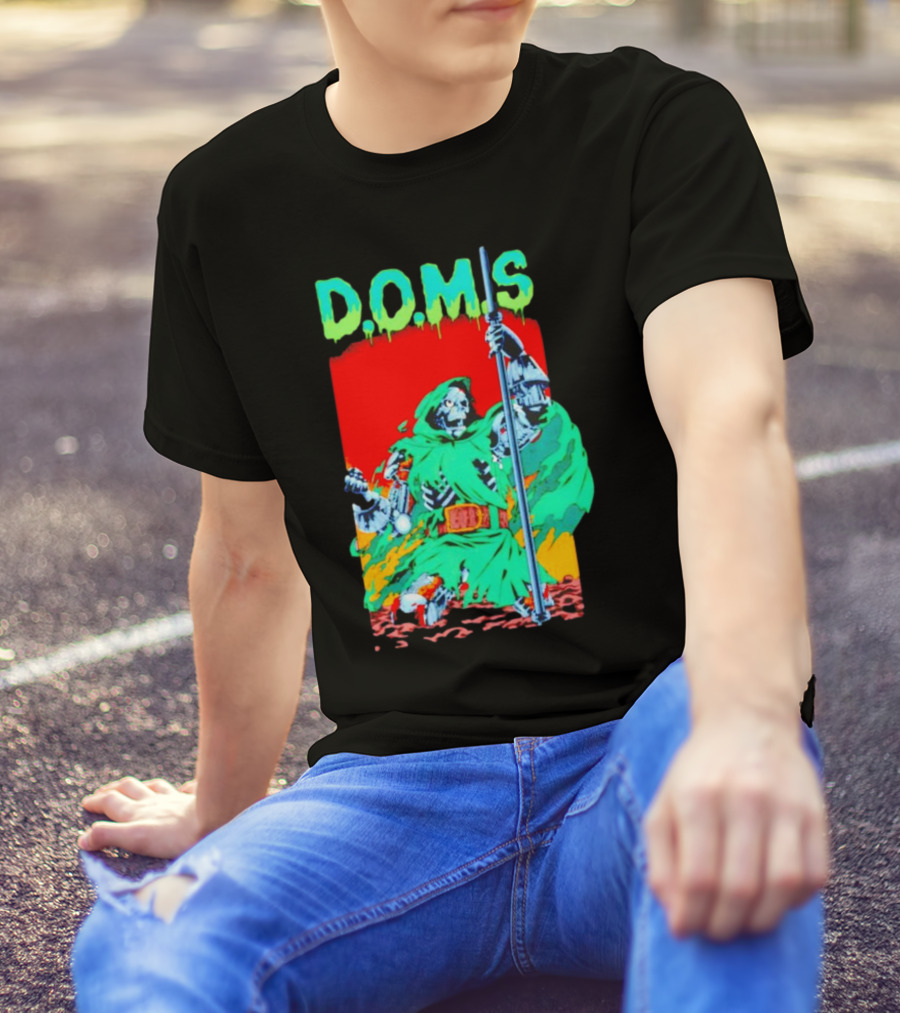 D.O.M.S Skeleton Warrior In Green Cloak Holding Staff T-Shirt