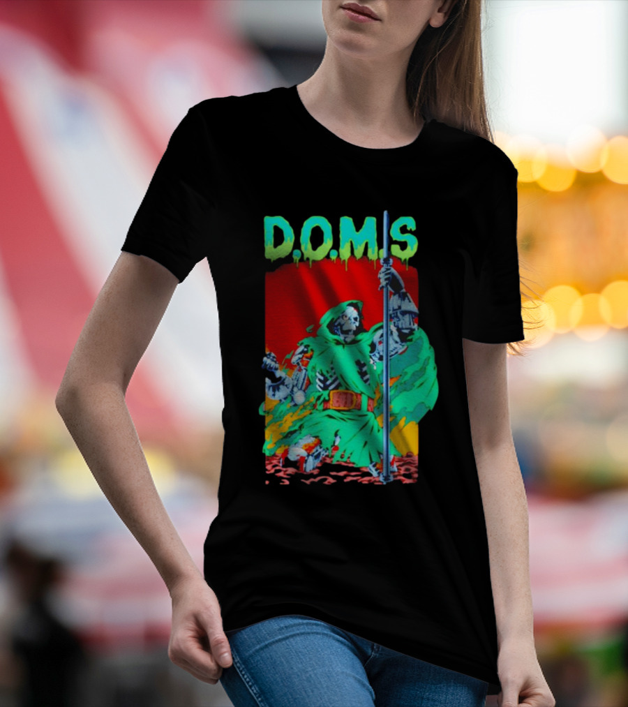 D.O.M.S Skeleton Warrior In Green Cloak Holding Staff T-Shirt