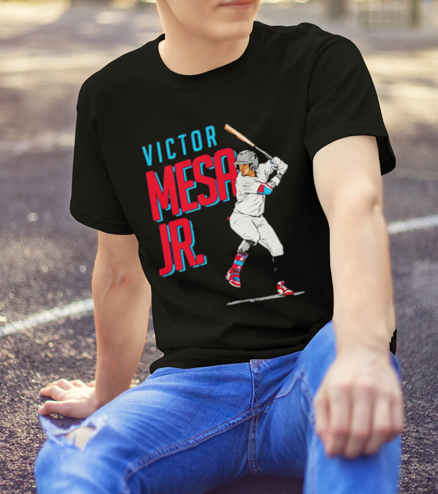 Victor Mesa Jr. Baseball Player With Bat And Colorful Socks T-Shirt