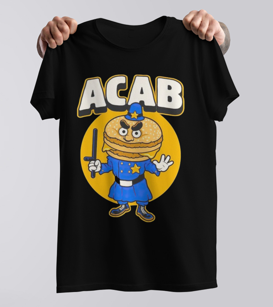 ACABurger Police Officer Burger Cartoon Character Iconic T-Shirt