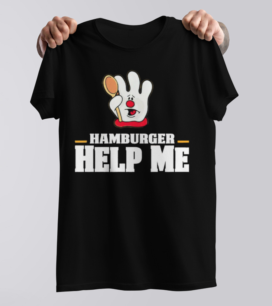 Hamburger Help Me Glove Holding Spoon Retro T-Shirt