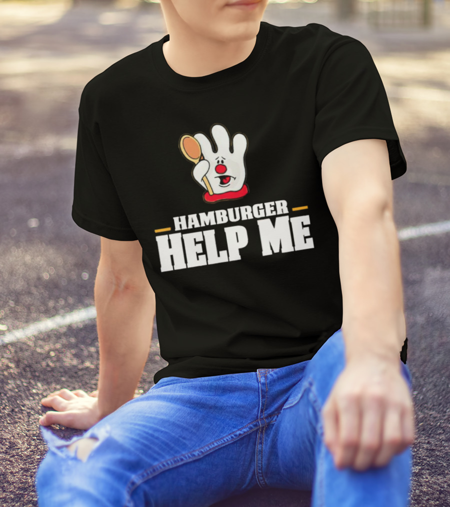 Hamburger Help Me Glove Holding Spoon Retro T-Shirt