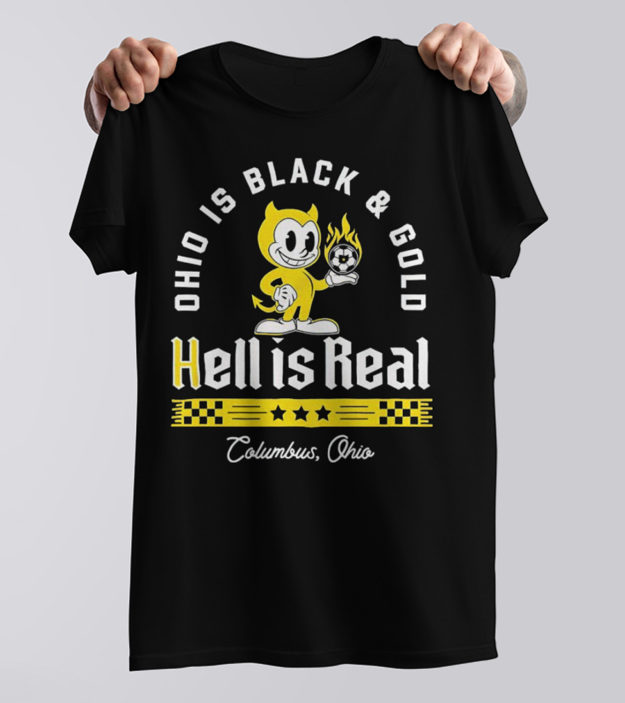 Ohio Is Black And Gold Hell Is Real Columbus Soccer Devil T-Shirt