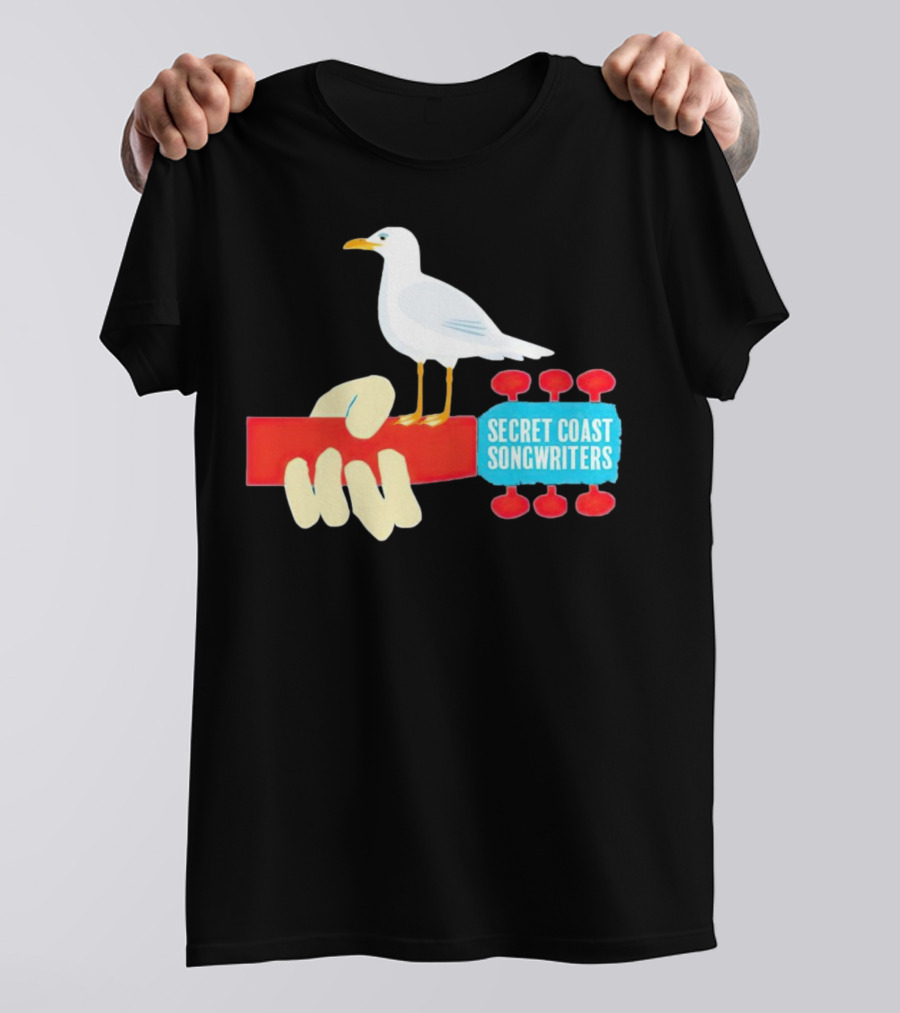 Secret Coast Songwriters Seagull On Red Guitar Neck T-Shirt