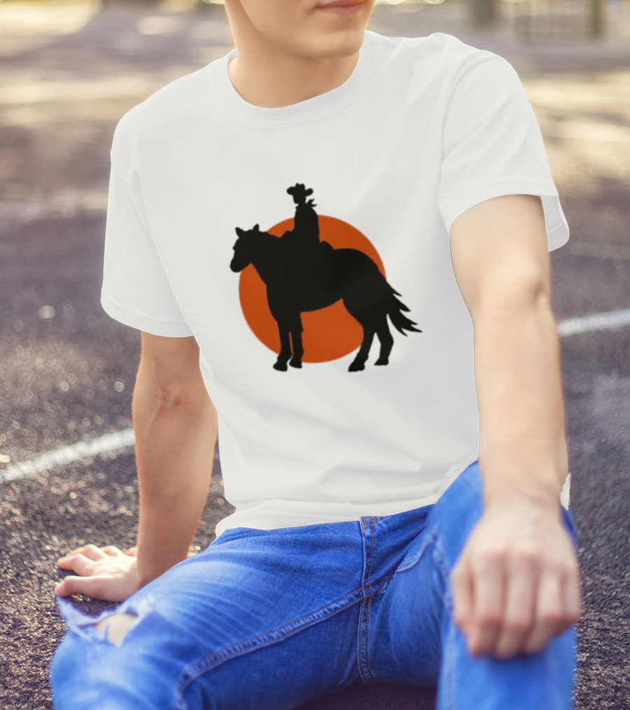 Alex Cowboy Bargain Silhouette Against Sunset T-Shirt