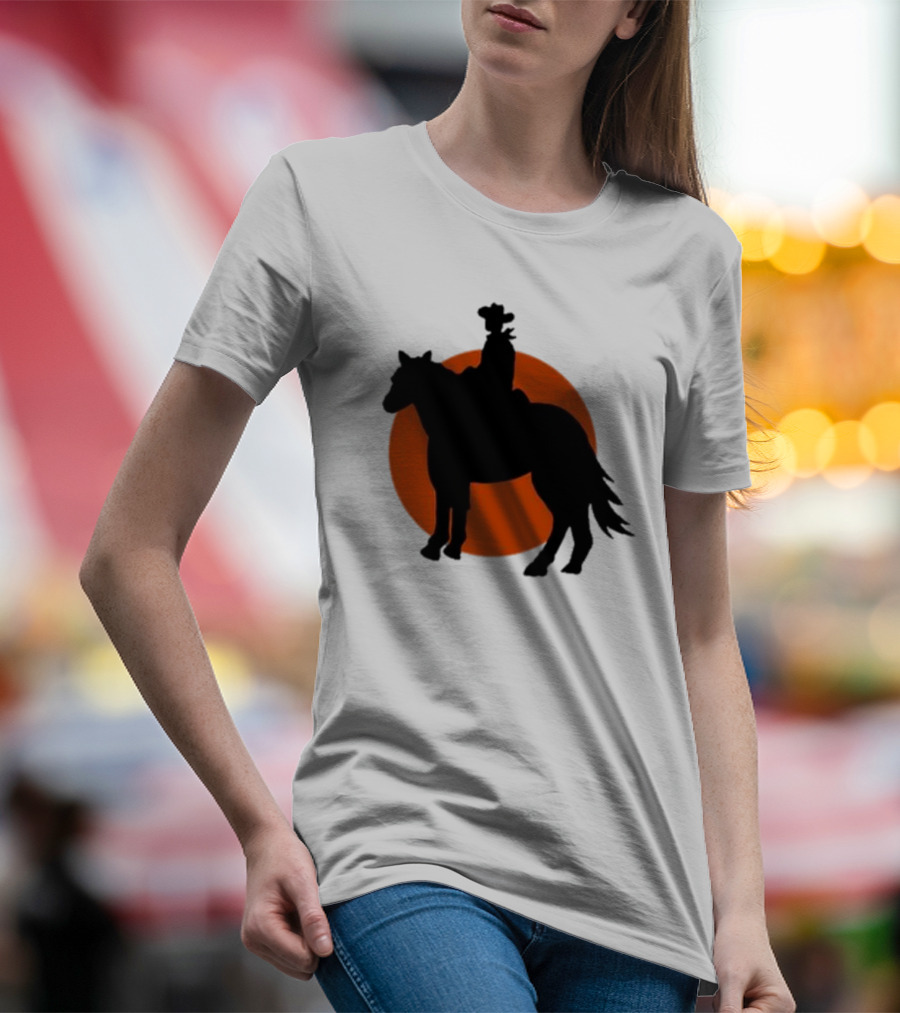 Alex Cowboy Bargain Silhouette Against Sunset T-Shirt