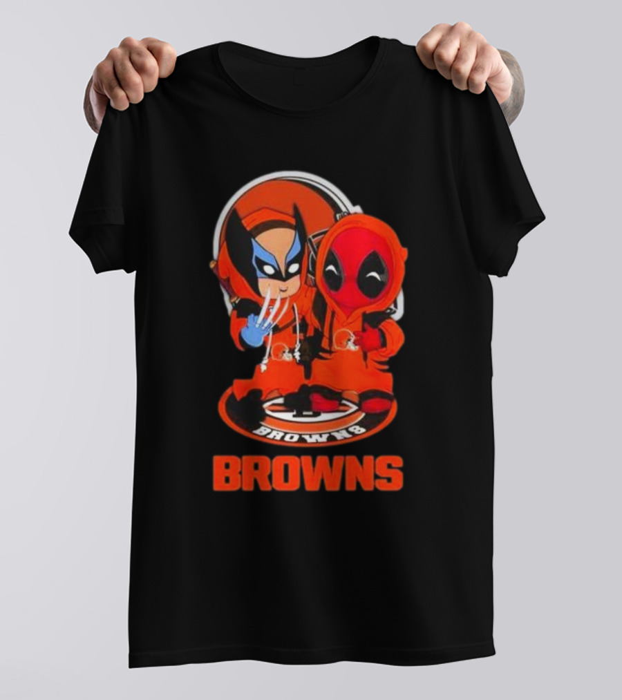 Cleveland Browns Marvel Wolverine Deadpool Browns Fans T-Shirt