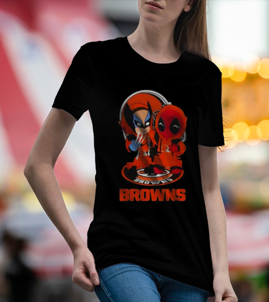 Cleveland Browns Marvel Wolverine Deadpool Browns Fans T-Shirt