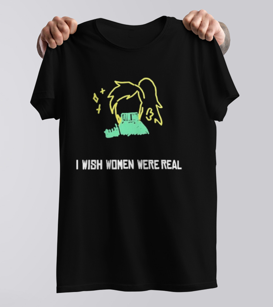I Wish Women Were Real Neon Anime Style Pixel Art Dream T-Shirt