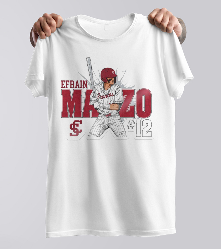 Efrain Manzo SCU Broncos Baseball #12 T-Shirt