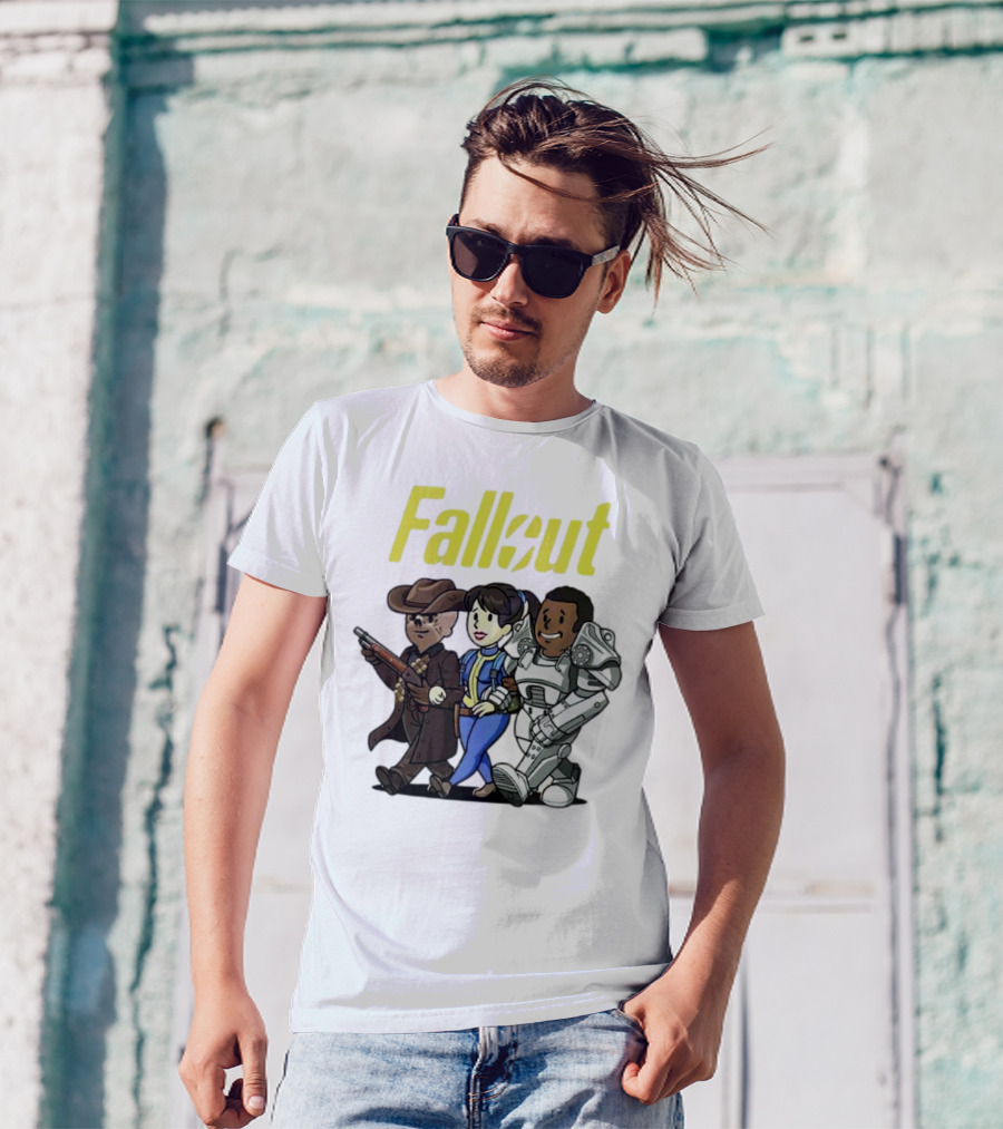 Fallout Cartoon Trio Vault Dweller Adventurers T-Shirt