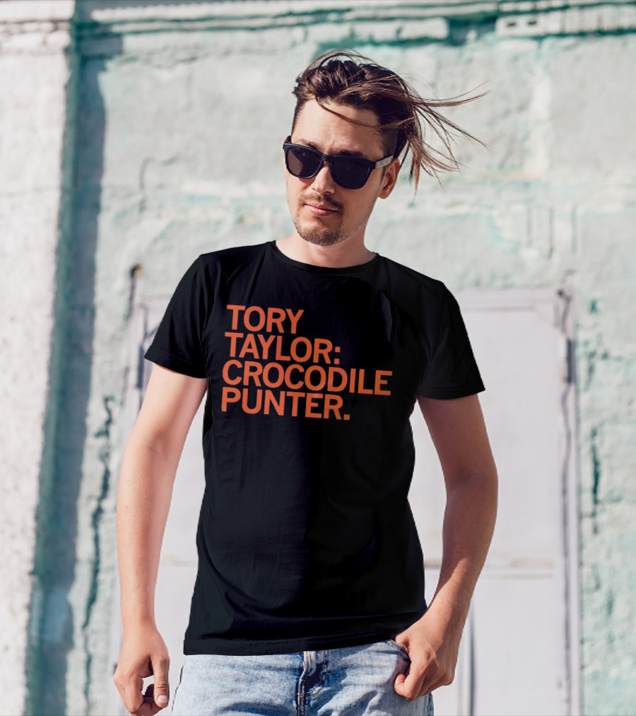 Tory Taylor Crocodile Punter Football Sports Fan Black T-Shirt