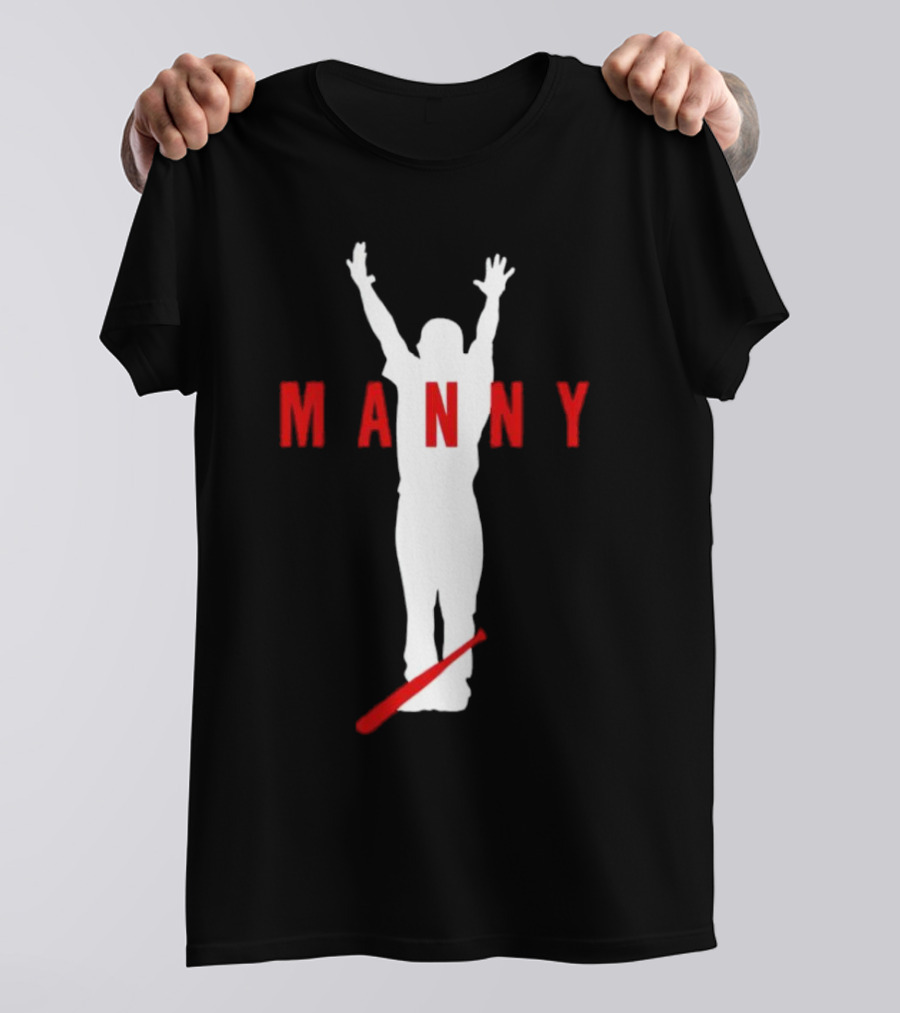 Manny Baseball Bat Silhouette With Raised Arms T-Shirt