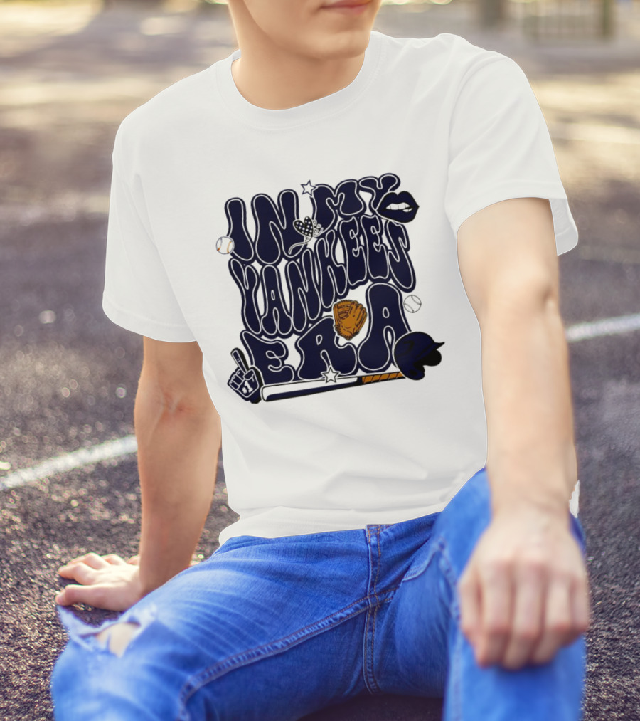 In My Yankees Era Baseball Bat MLB Baseball Lips Glove Yankees Era T-Shirt