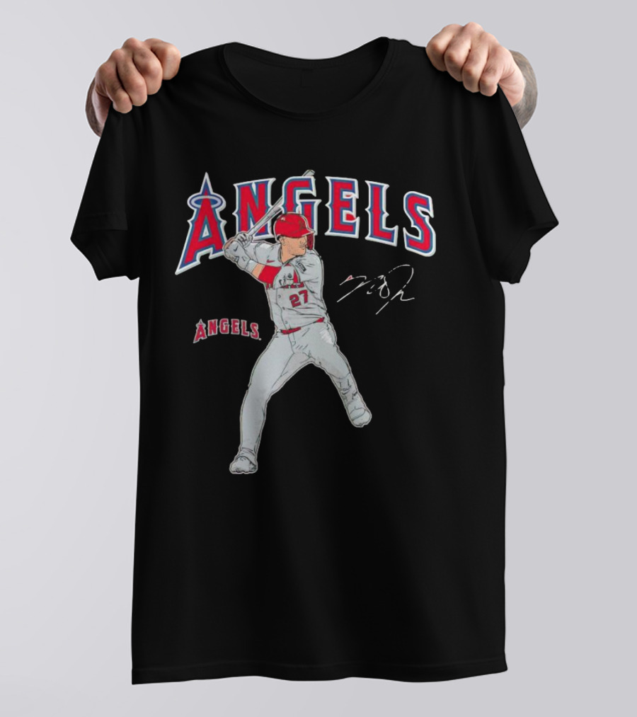 Mike Trout 27 Los Angeles Angels Swing Signature T-Shirt
