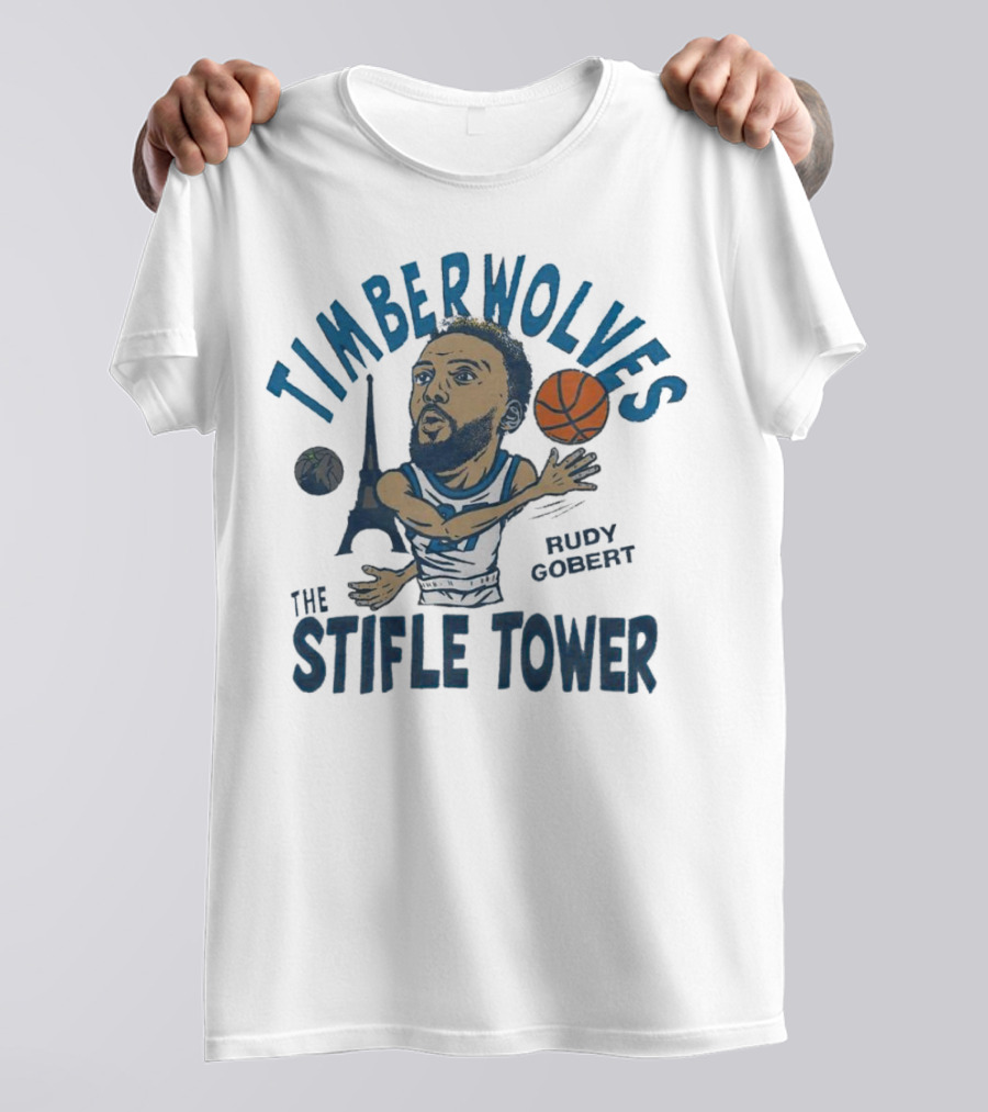 Timberwolves Rudy Gobert The Stifle Tower Basketball Player With Eiffel Tower And Basketball T-Shirt