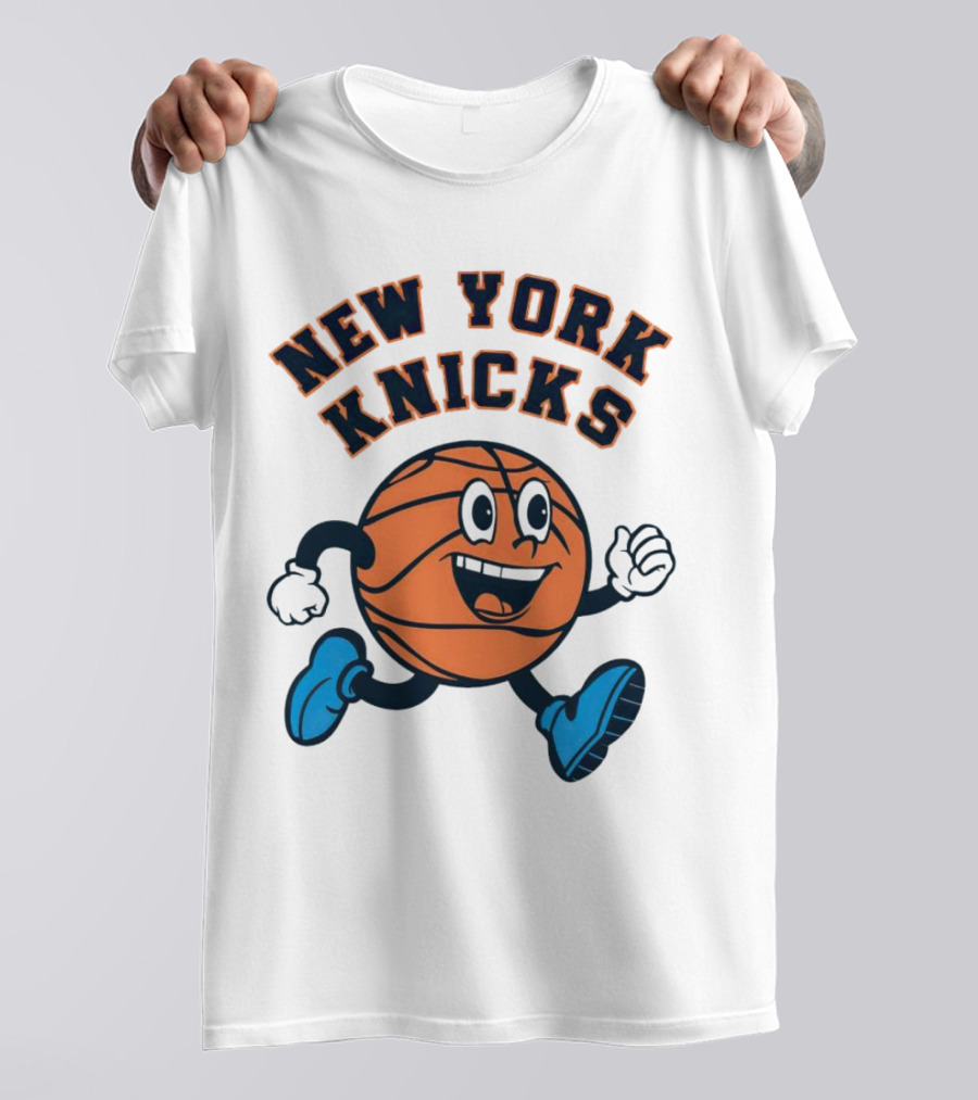New York Knicks Basketball Running Ball Cartoon Face T-Shirt