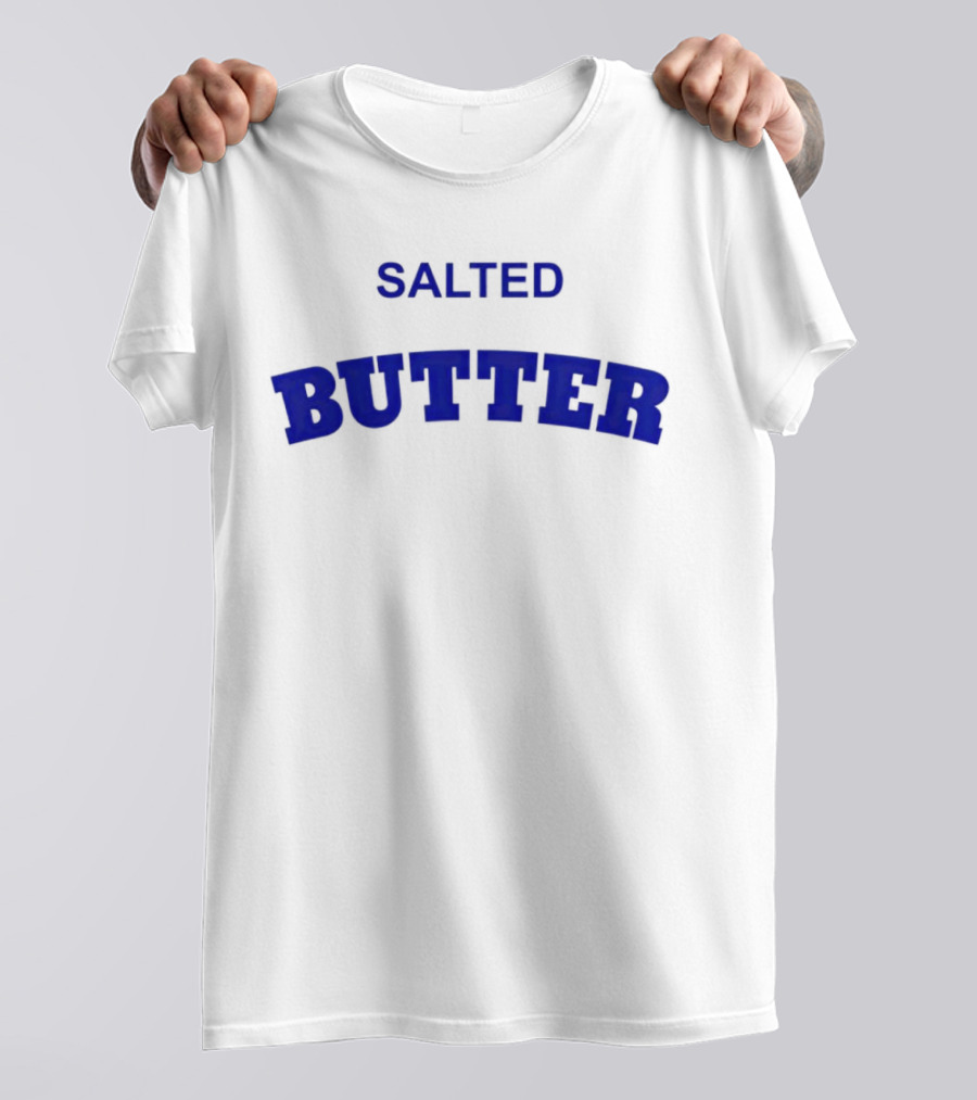 Salted Butter Bold Blue Arched Text T-Shirt