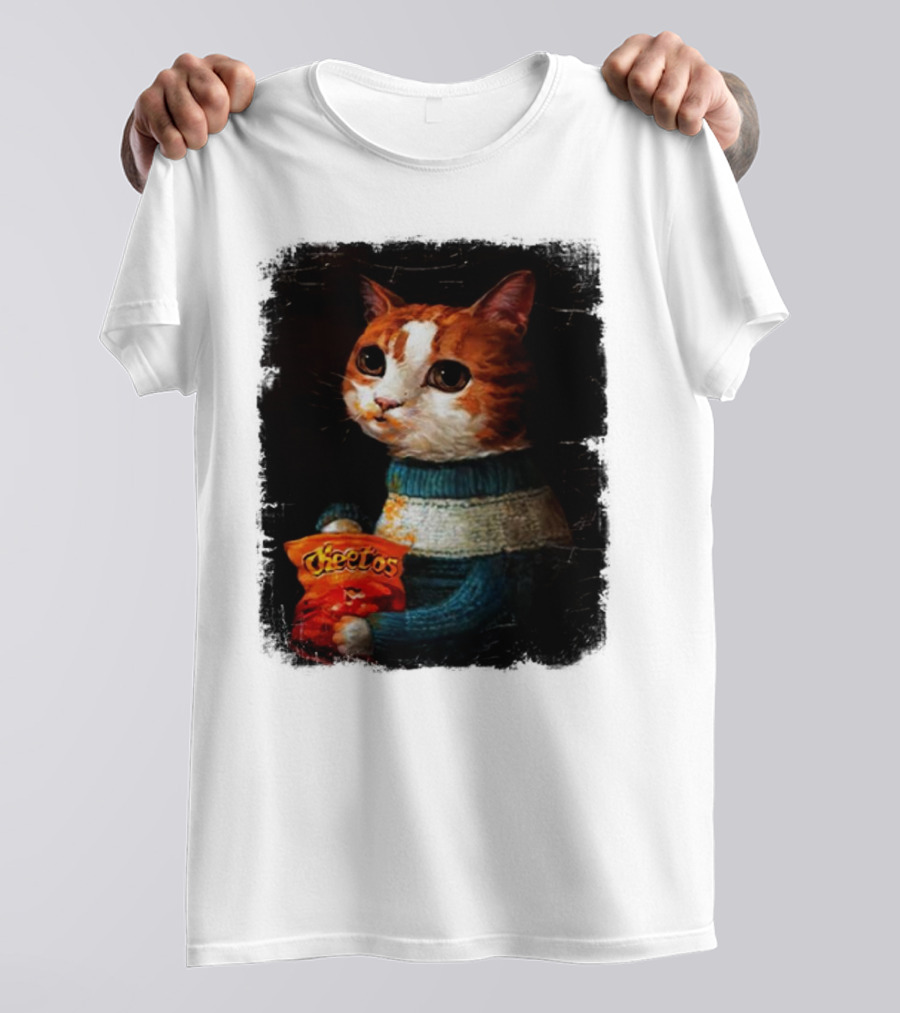 Cheetos Cat Holding Bag In T-Shirt