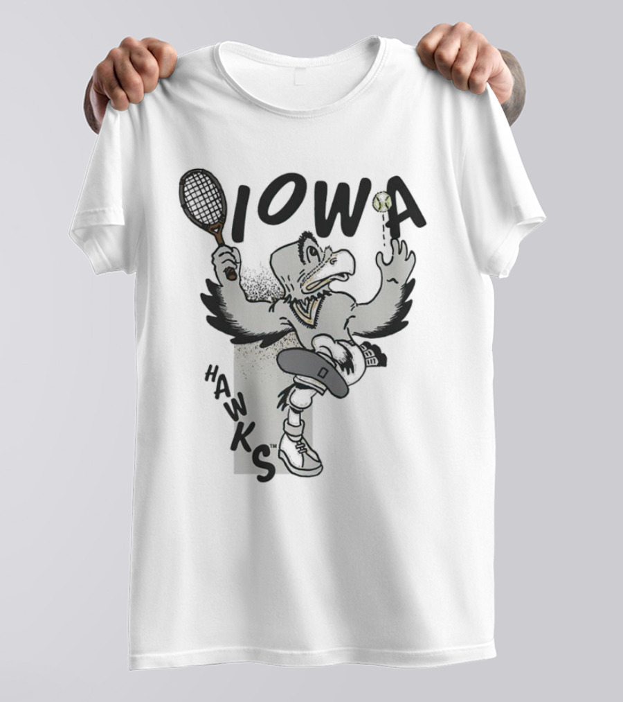 Iowa Hawkeyes Tennis Hawk Vintage Sports Mascot T-Shirt