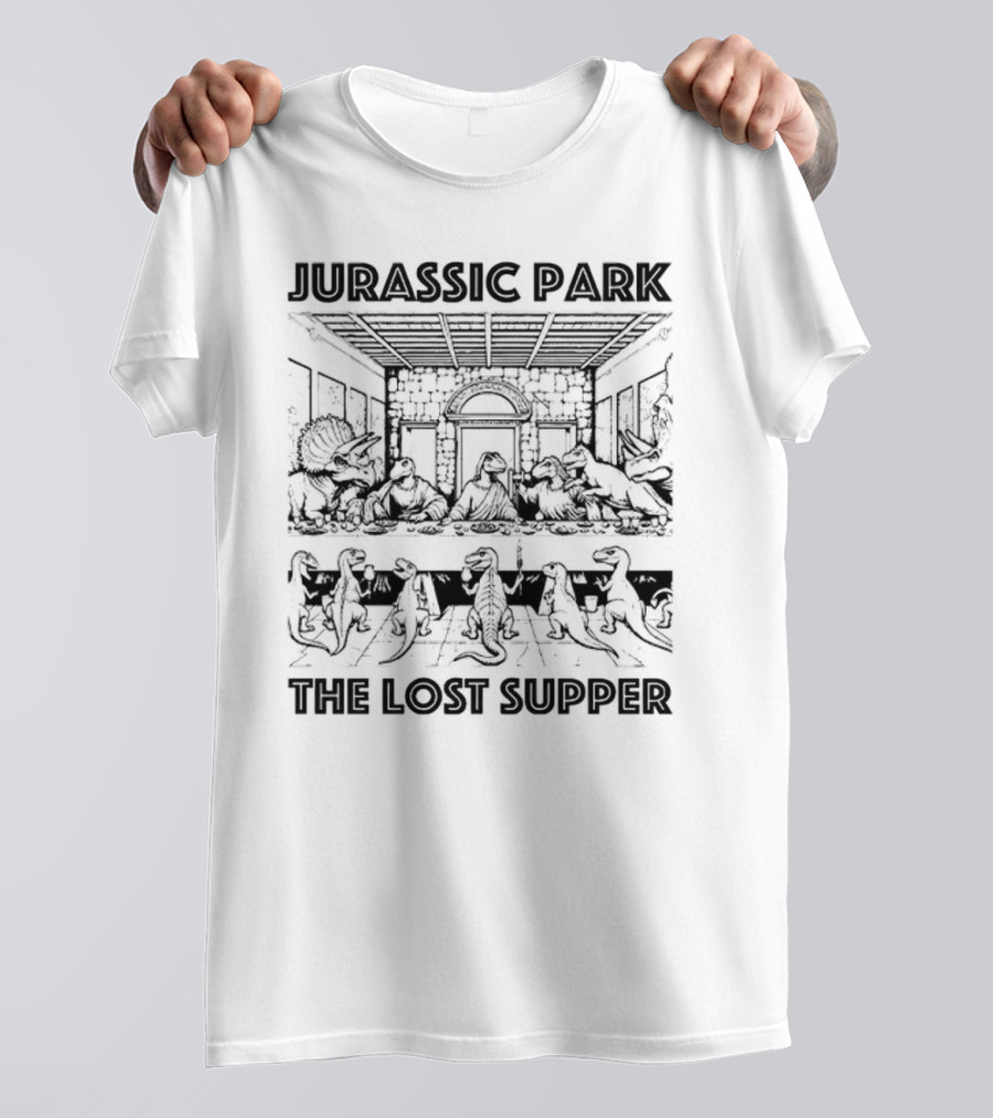 Jurassic Park The Lost Supper Dinosaurs Last Supper Scene T-Shirt