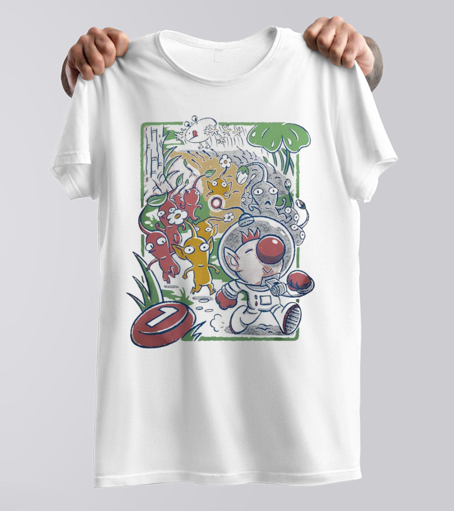 Captain Olimar And Colorful Pikmin Exploration Adventure T-Shirt