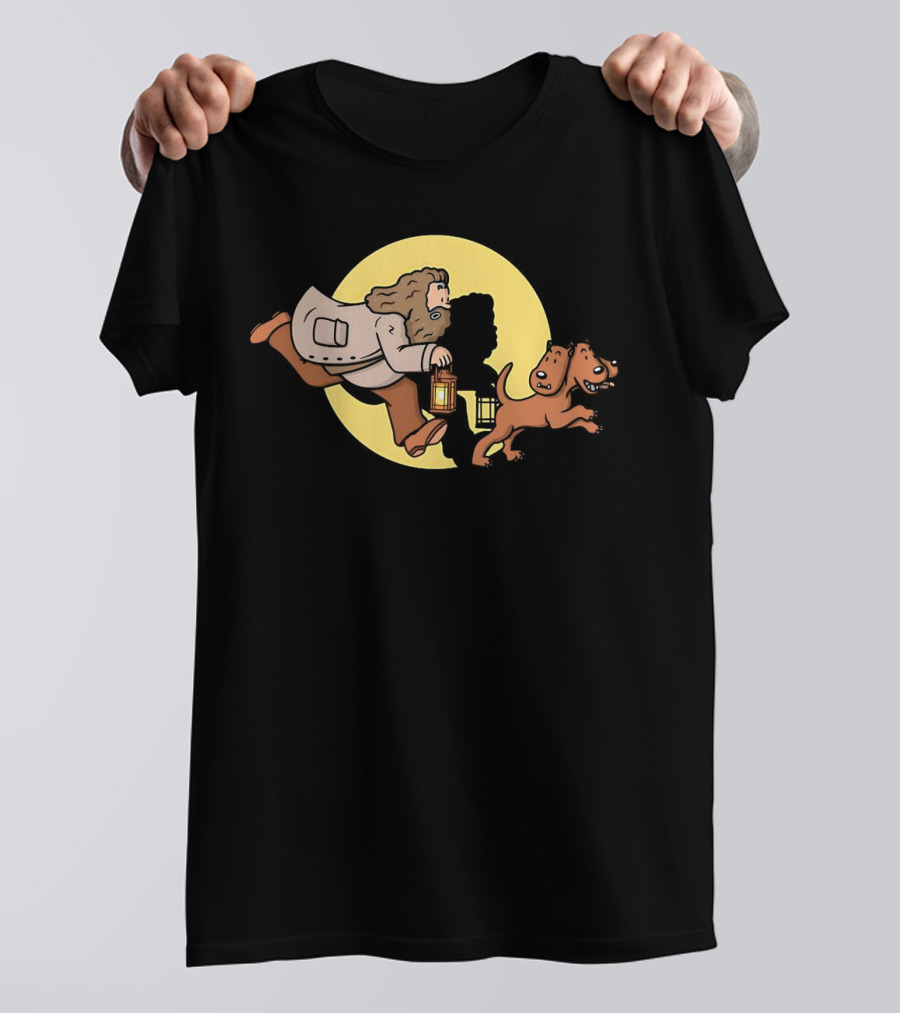 Hagrid And Fluffy Lantern Adventure Moonlit Tintin T-Shirt
