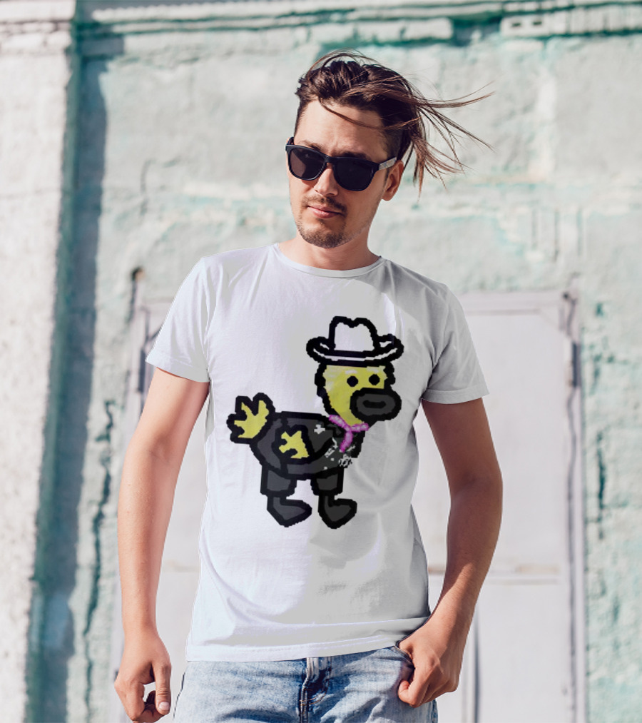 Ken Gosling Pixel Art Cowboy Duck With Hat And Scarf T-Shirt