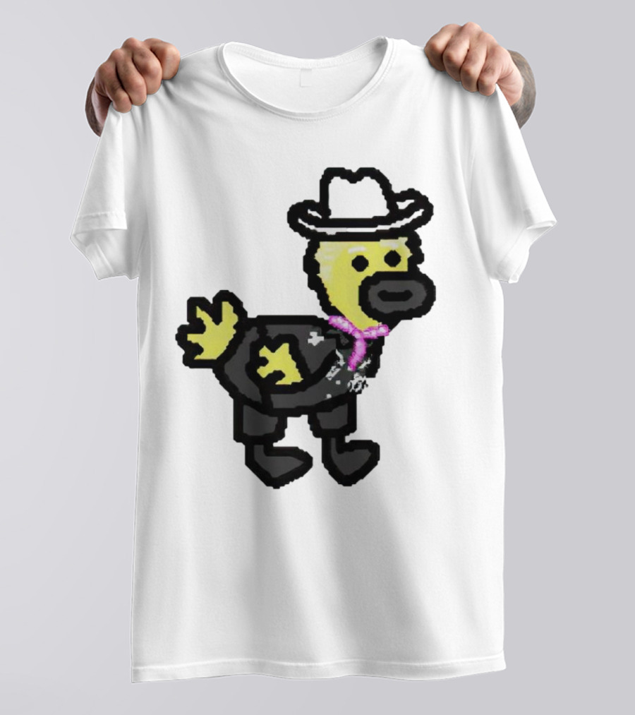 Ken Gosling Pixel Art Cowboy Duck With Hat And Scarf T-Shirt