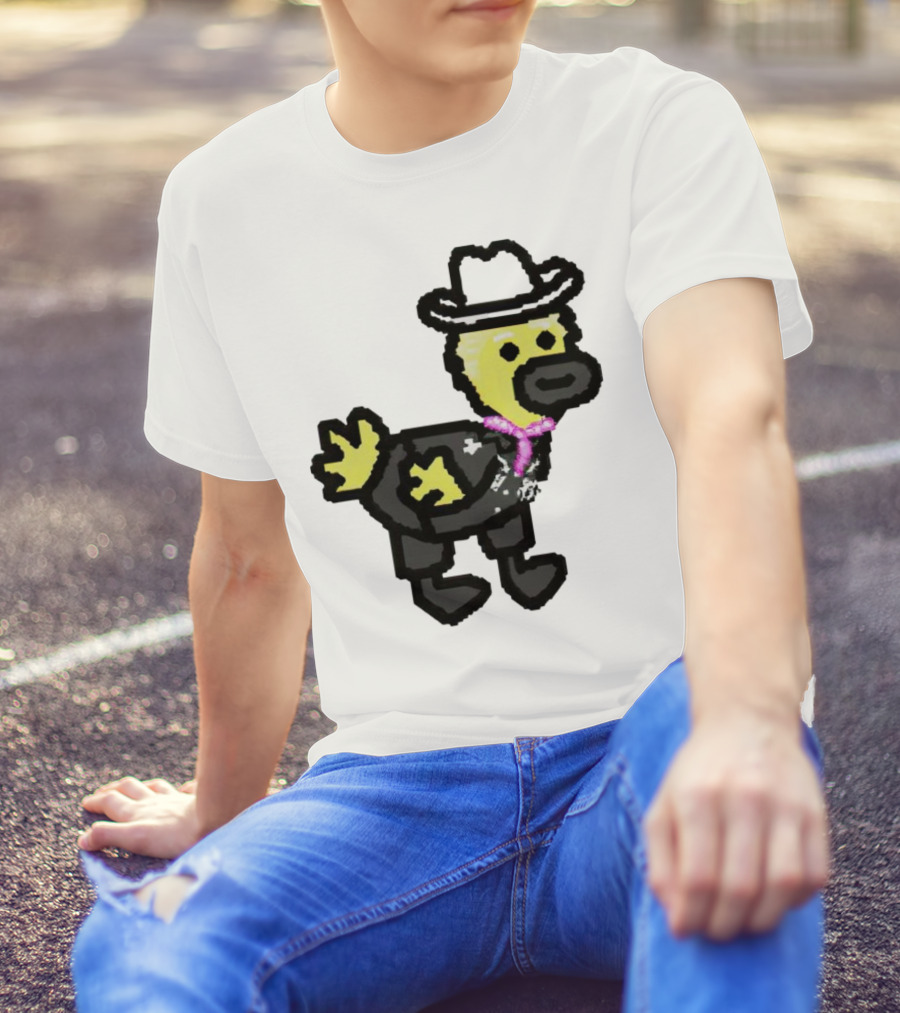 Ken Gosling Pixel Art Cowboy Duck With Hat And Scarf T-Shirt
