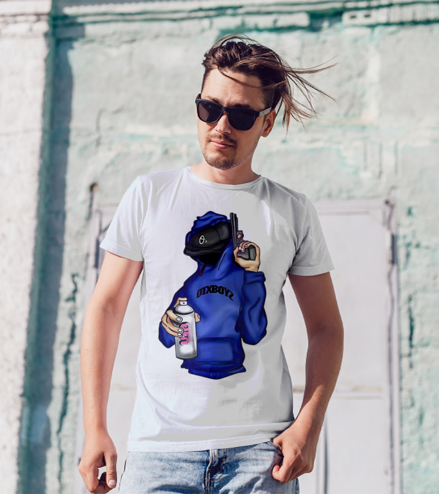 OTXBOYZ Hooded Figure With Spray And Gun T-Shirt
