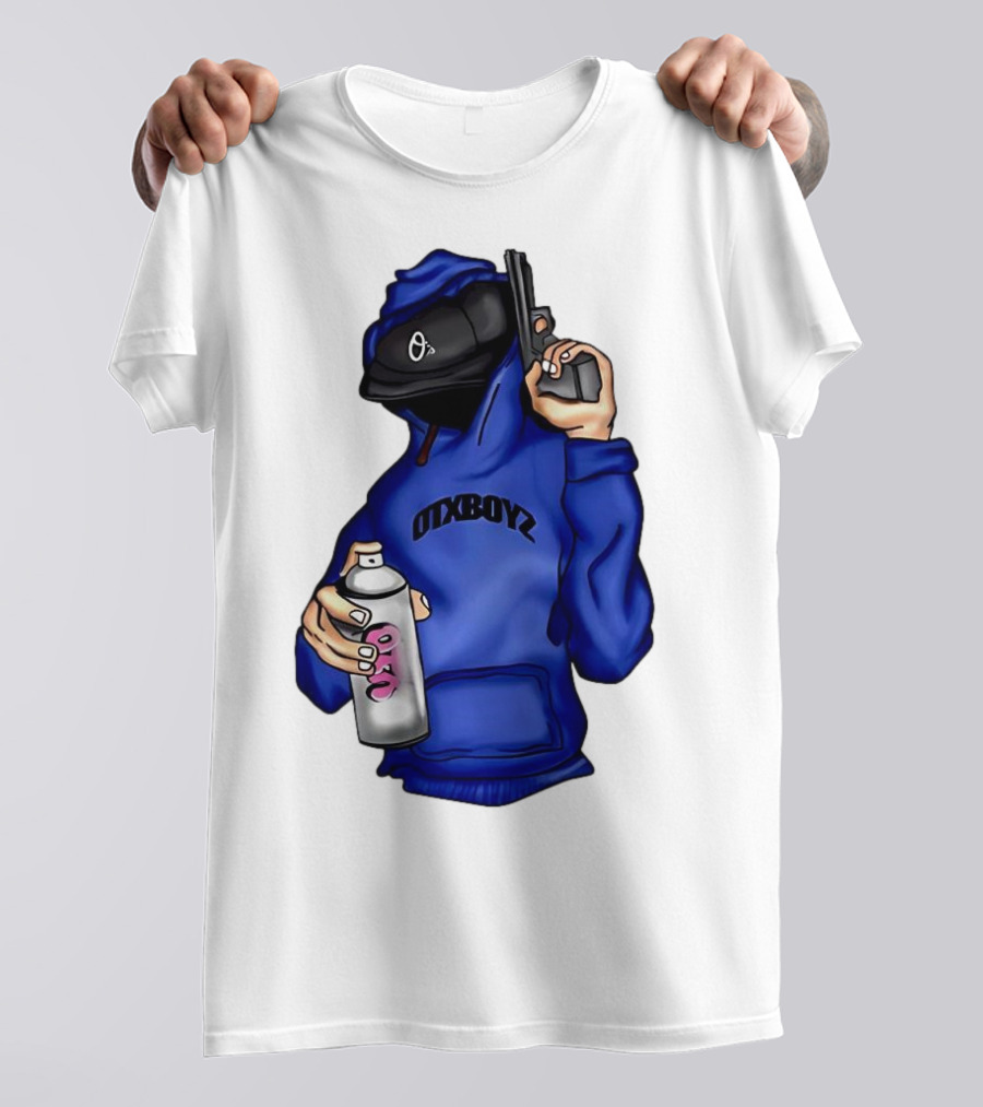 OTXBOYZ Hooded Figure With Spray And Gun T-Shirt
