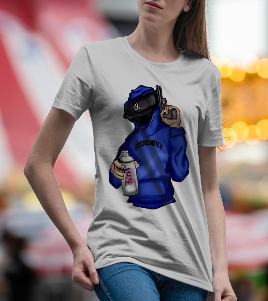 OTXBOYZ Hooded Figure With Spray And Gun T-Shirt