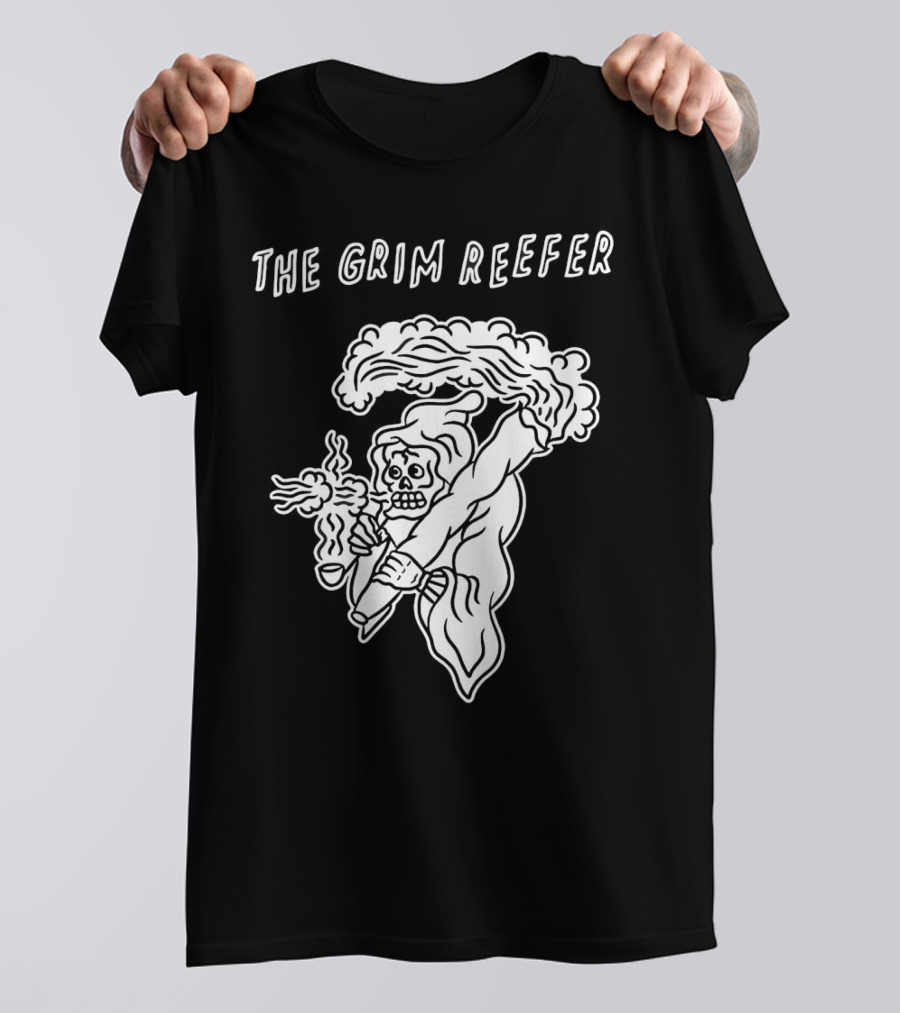 The Grim Reefer Skeleton Smoking Weed T-Shirt