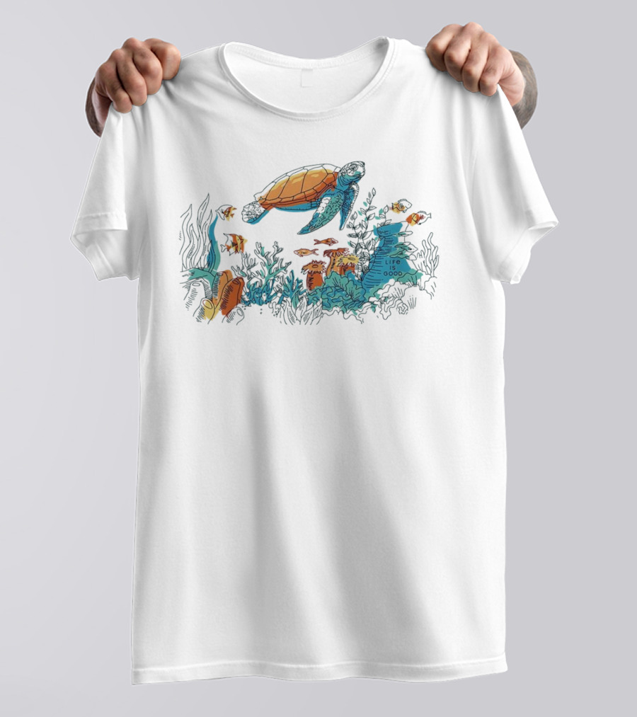 Life Is Good Turtle Oceanscape Boxy Crusher T-Shirt