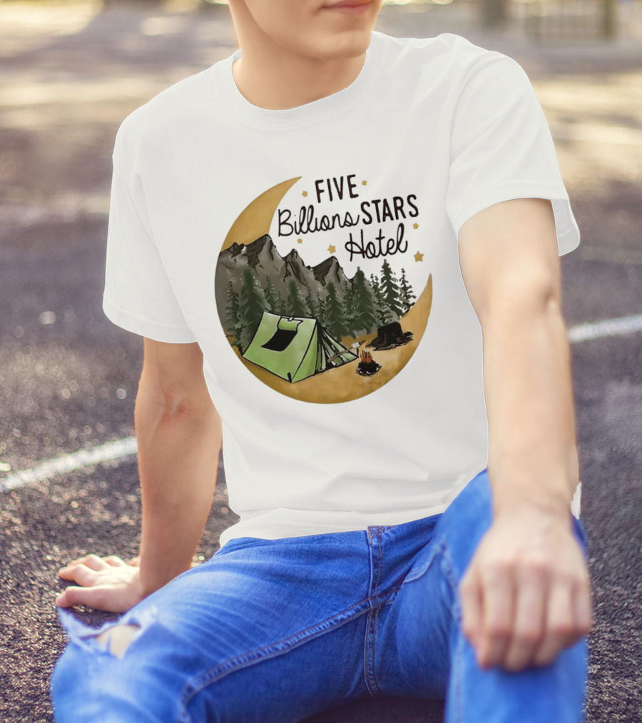 Five Billions Stars Hotel Camping Adventure Under Moonlit Forest T-Shirt