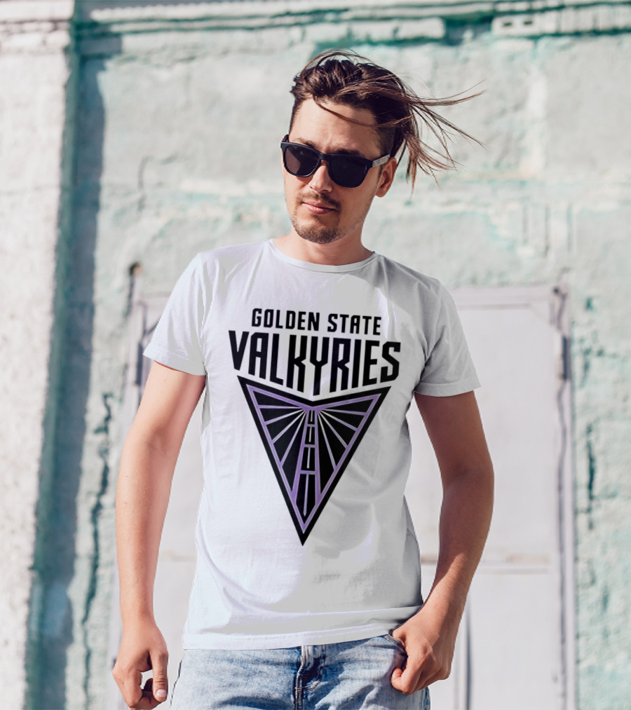 Golden State Valkyries Triangular Emblem In Black And Purple T-Shirt