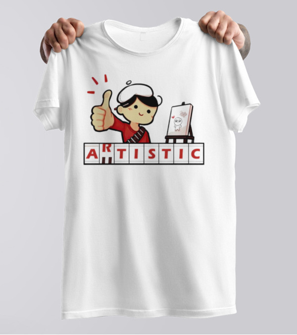 Arutistic Artistic Charm Thumbs Up Painter Kid With Sheep Canvas T-Shirt