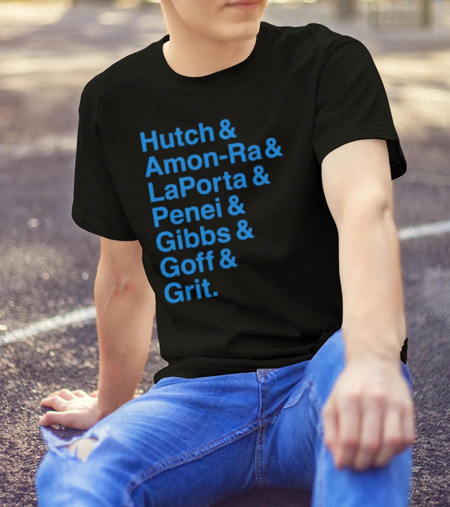 Hutch And Amon-ra And Laporta And Penei And Gibbs And Goff And Grit Detroit Lions NFL Players T-Shirt