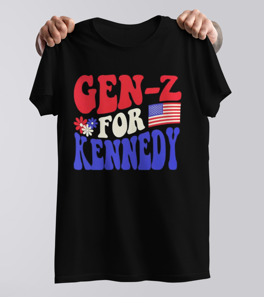 Gen-Z For Kennedy American Flag Retro Flowers T-Shirt