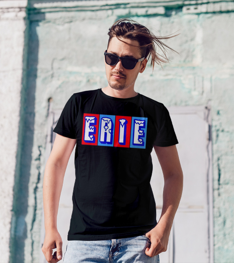 ERIE Ice Block Letters T-Shirt