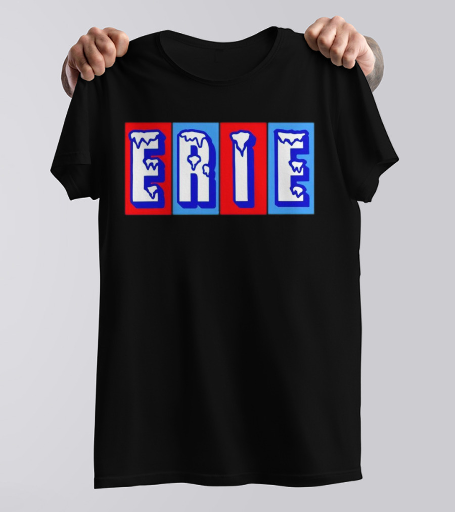ERIE Ice Block Letters T-Shirt