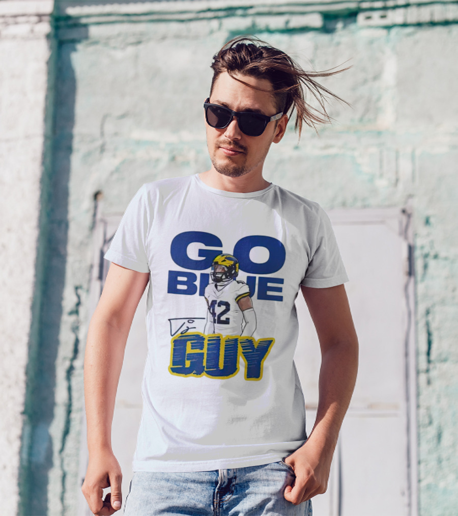 Go Blue Tj Guy 42 Football Player T-Shirt
