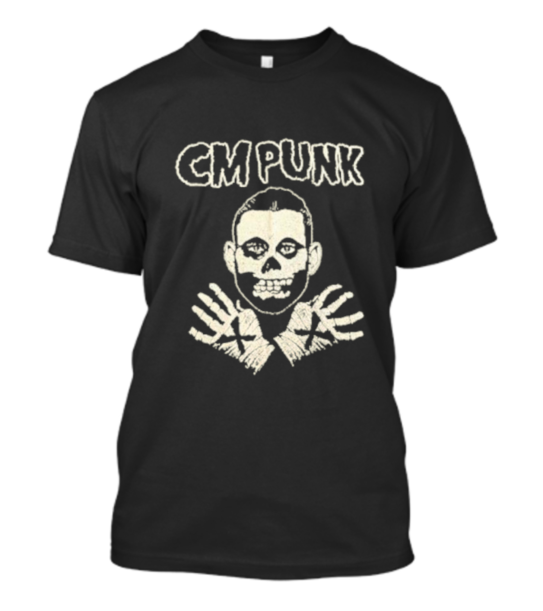 CM Punk Misfits Fiend Skull With Crossed Hand Wraps T-Shirt