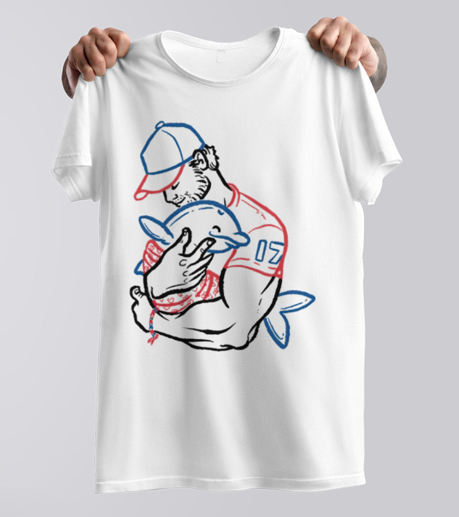 Dolphin I Love You Dad 17 Baseball Player Hugging Child's Plush Toy T-Shirt
